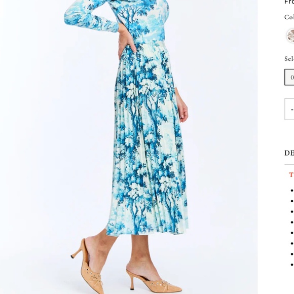 Mestiza Daniella Midi pleated Skirt french toile sz 2 - Picture 2 of 5